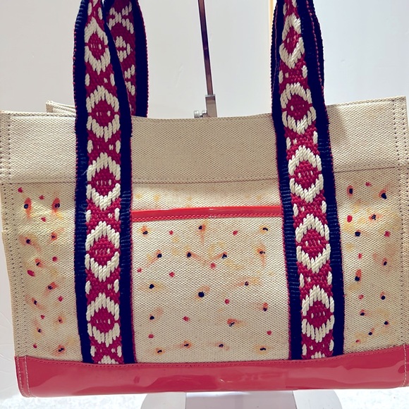 Tory Burch Unique Canvas Tote Back Customized with Free Autism Bracelet & Nails - Picture 3 of 17